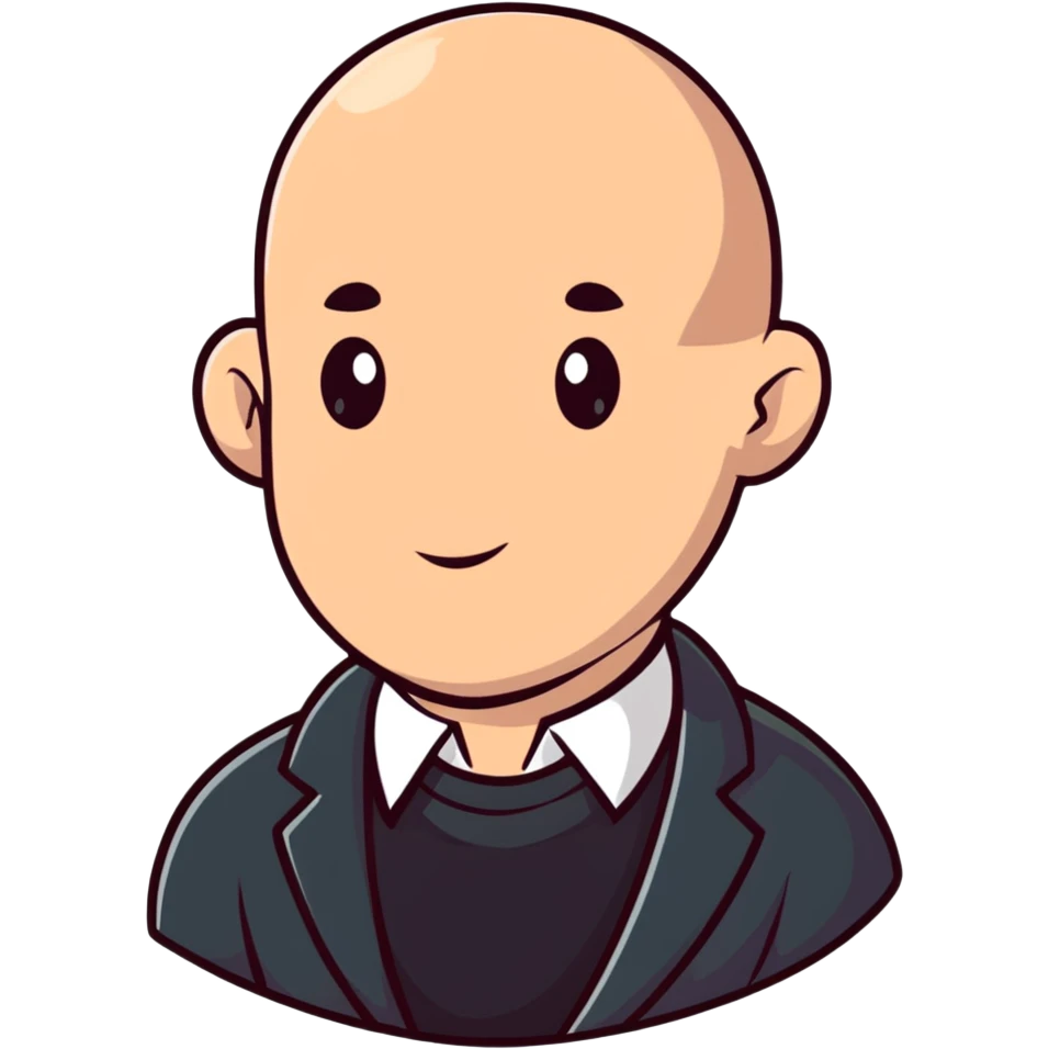 bald man, cartoonish sticker style emoji