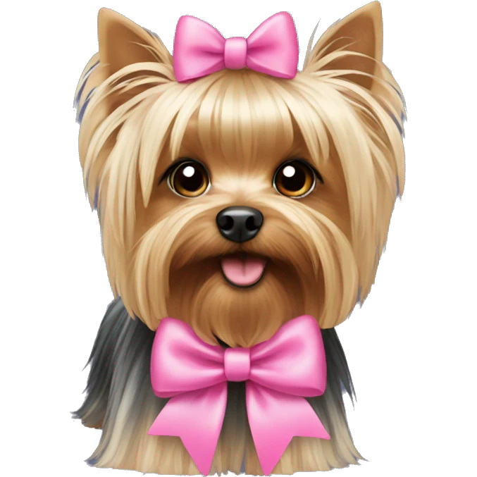 yorkshire terrier with a pink bow emoji