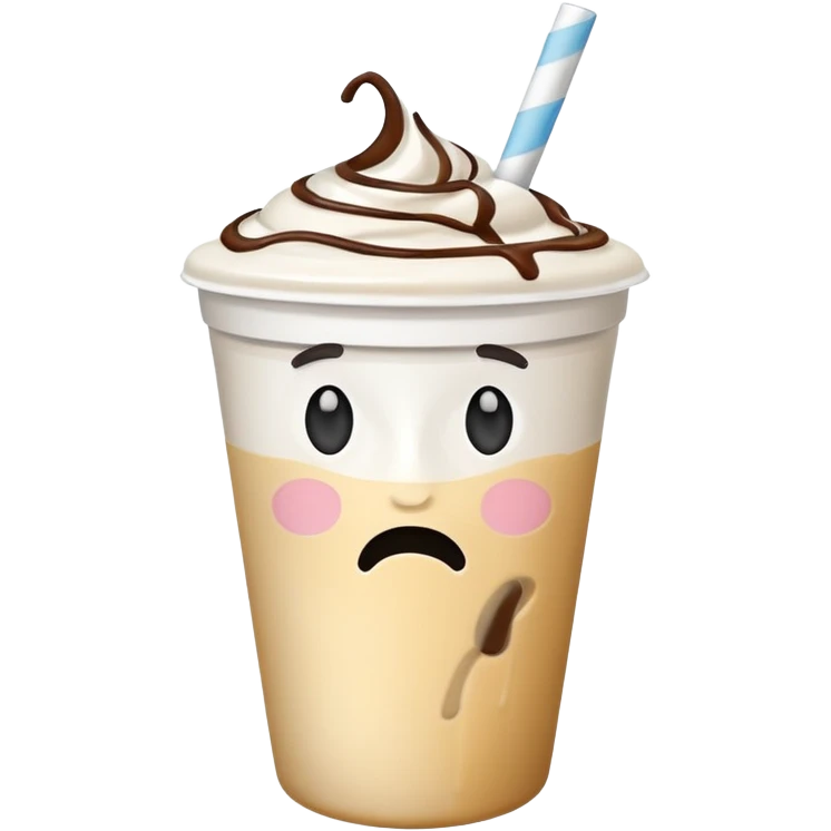 empty milkshake cup with a face and sad emoji