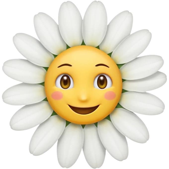 daisy with eyes and smile no face emoji