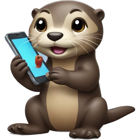 Otter playing with a phone emoji