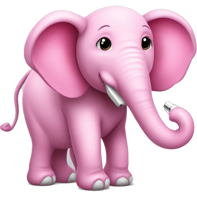 Schattige roze olifant met koptelefoon emoji