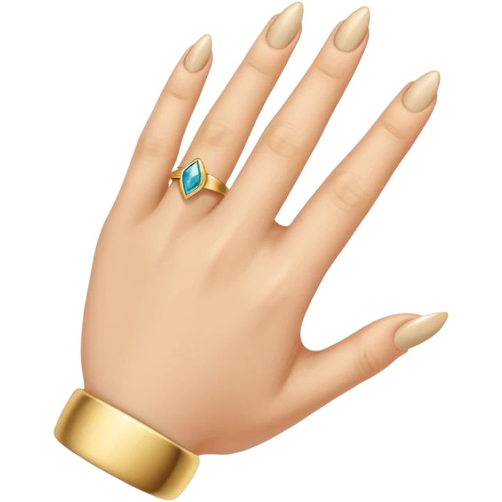 A woman's finger with a ring on the fourth finger emoji