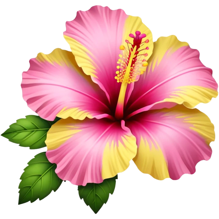 yellow and pink hibiscus flower emoji