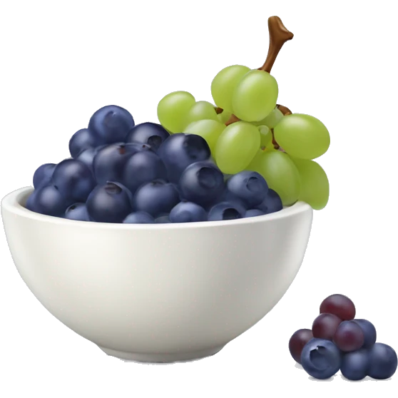 yoghurt bowl with grapes and blueberries emoji