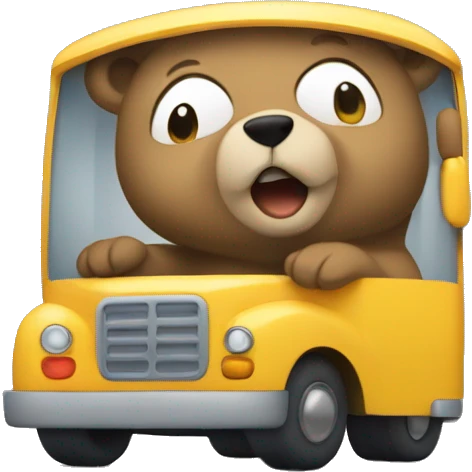 Small cub bear driving a bus emoji