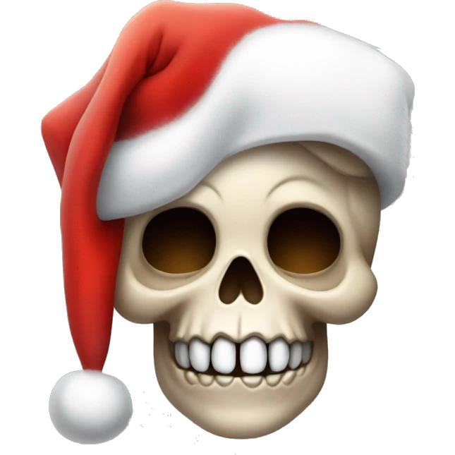 Cute little skull wearing a Santa hat. emoji