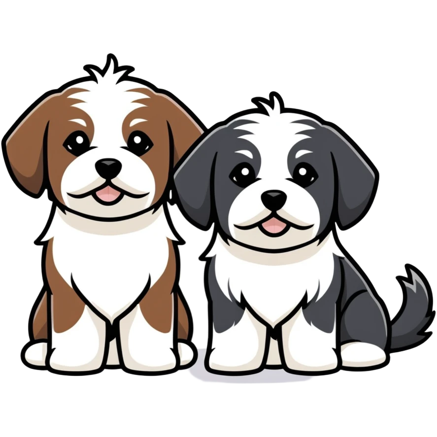 Matching Black and White Havanese  emoji