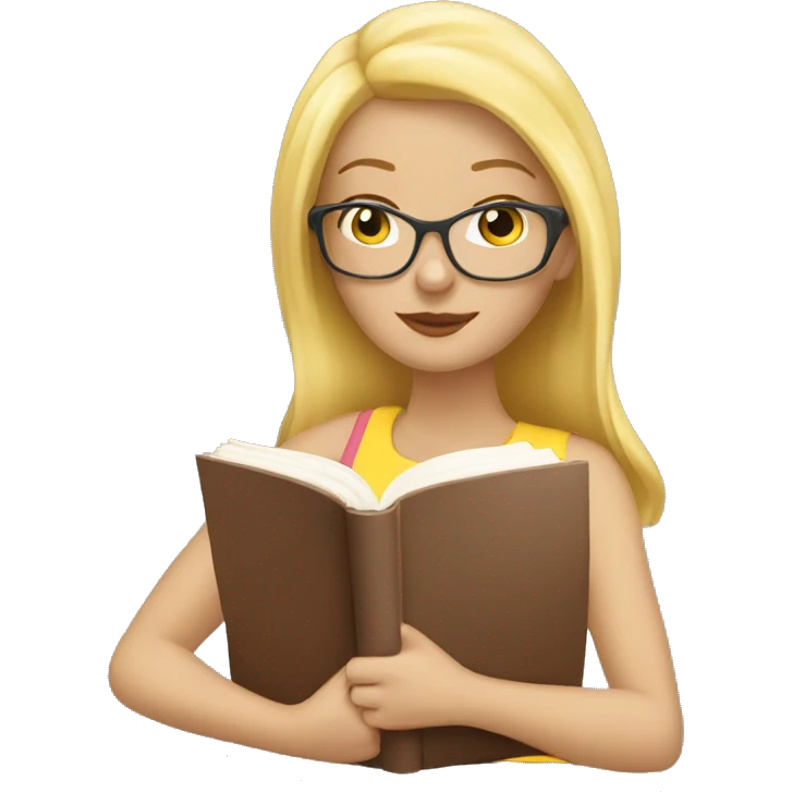 Beauty blond woman reading a book  emoji