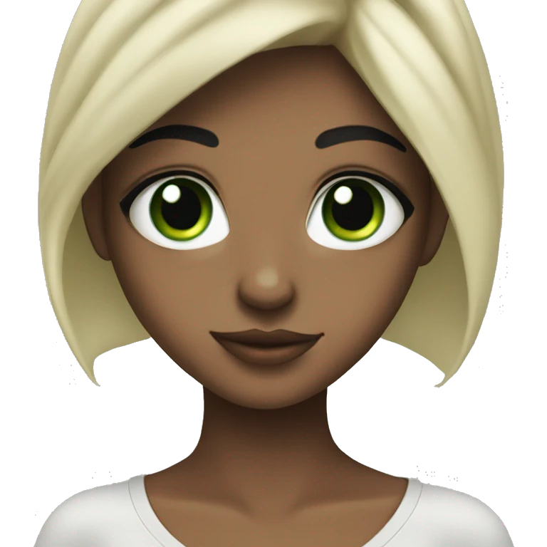Green eyed pretty girl with black hair and freckles  emoji