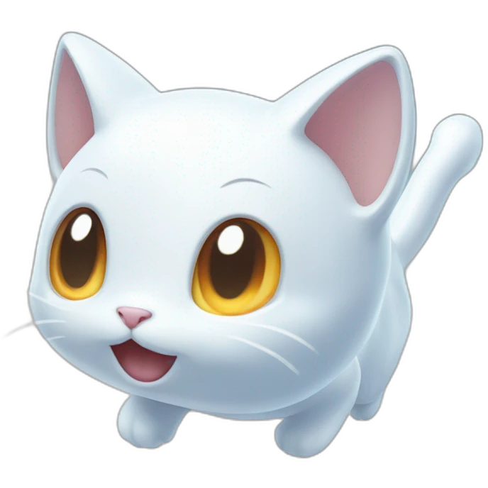 Cute cartoon ghost cat like pokemon li floating in the air emoji