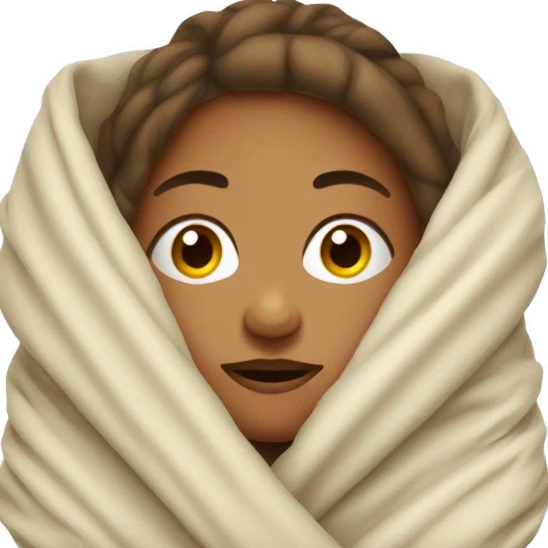 Woman wrapped around in a blanket emoji