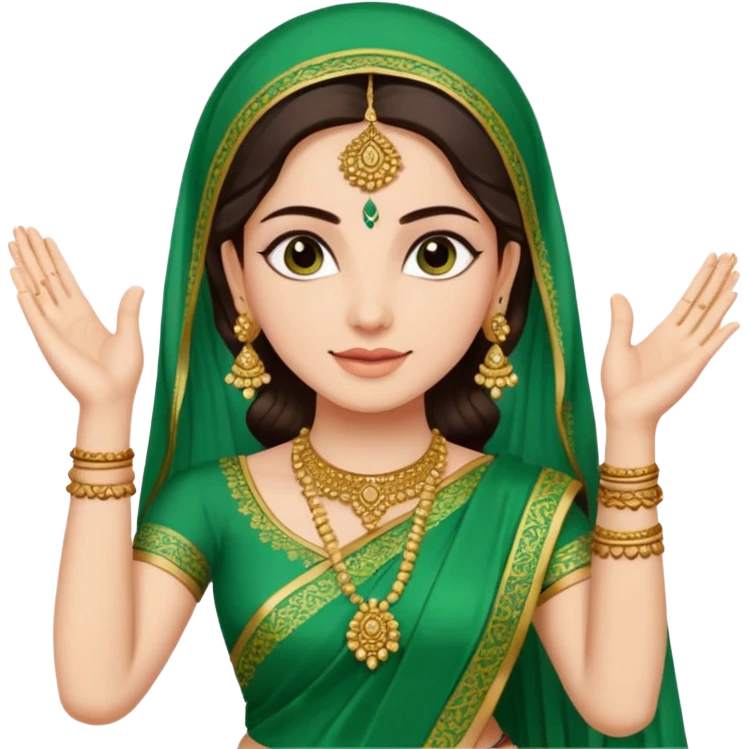 bride in mehendi Ceremony in green saree emoji