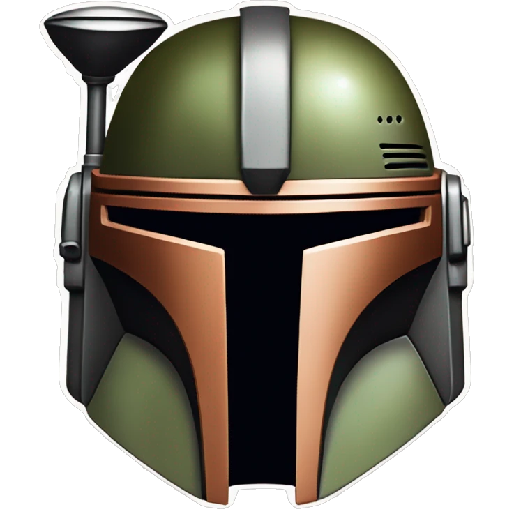 Olive and rust colored Mandalorian helmet with antenna emoji