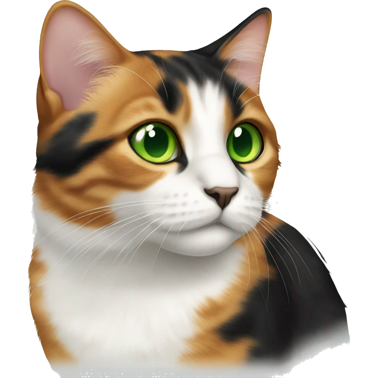 Realistic cat calico with green eyes emoji