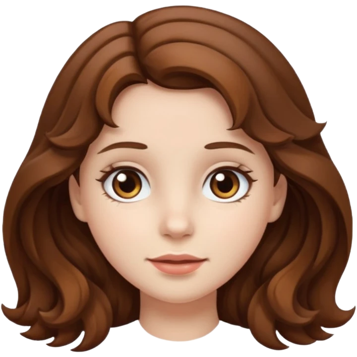 a girl with brown hair white skin wavy hair and brown eyes  emoji