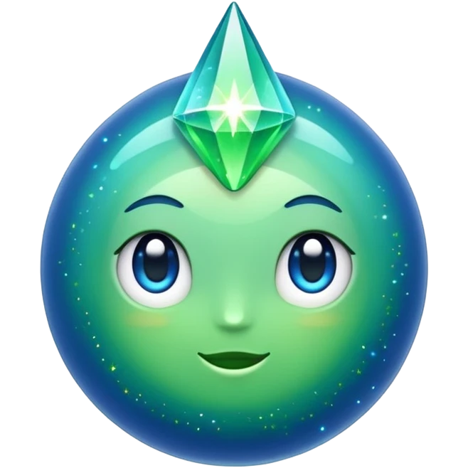 A sparkle with a blue core and green glows emoji
