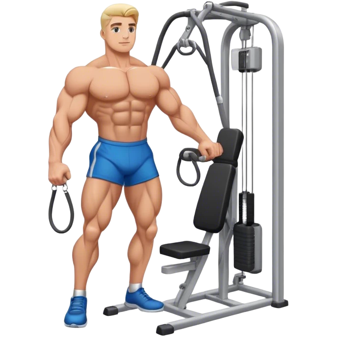 standing bodybuilder hip abduction cable machine exercise emoji