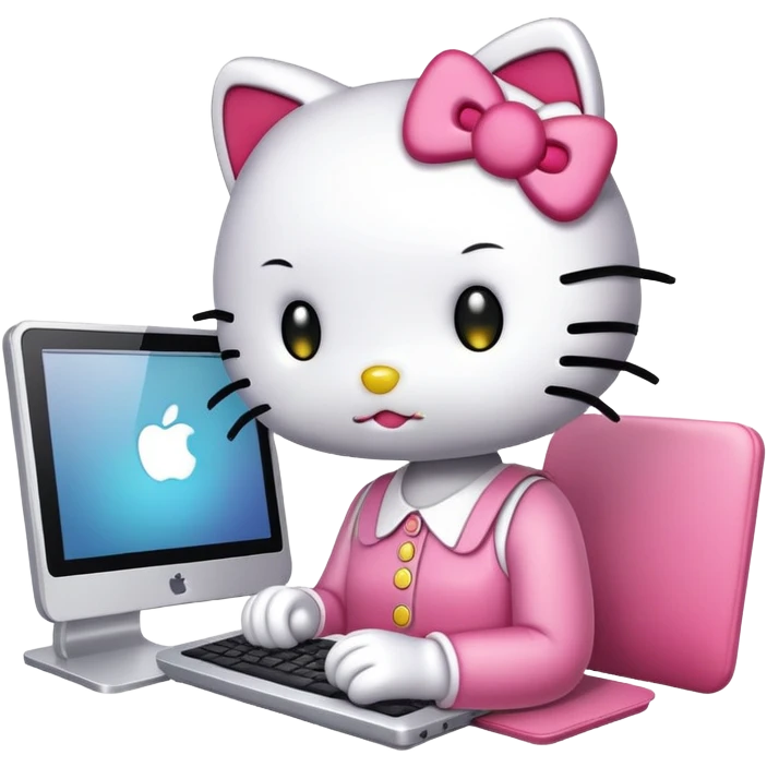 HelloKitty works on a computer emoji