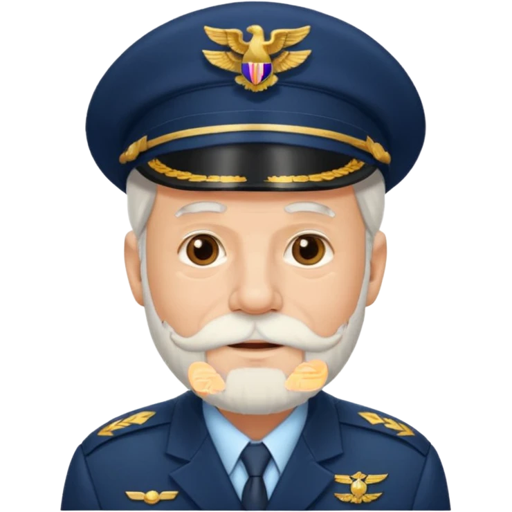 Old, white beard, wearing pilot uniform include hat emoji