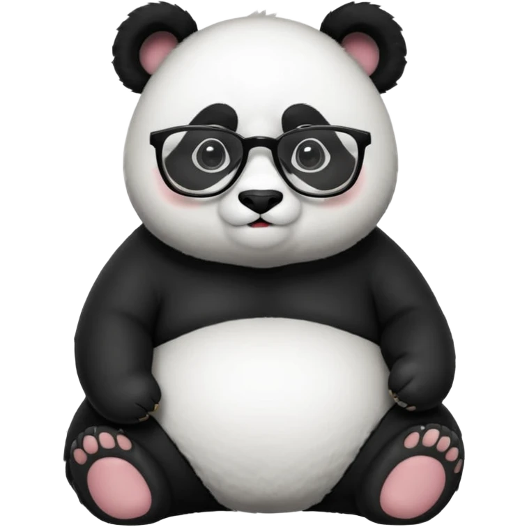 full body of panda wear glasses, front view emoji