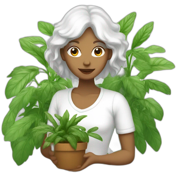 femme blanche entourée de plantes emoji