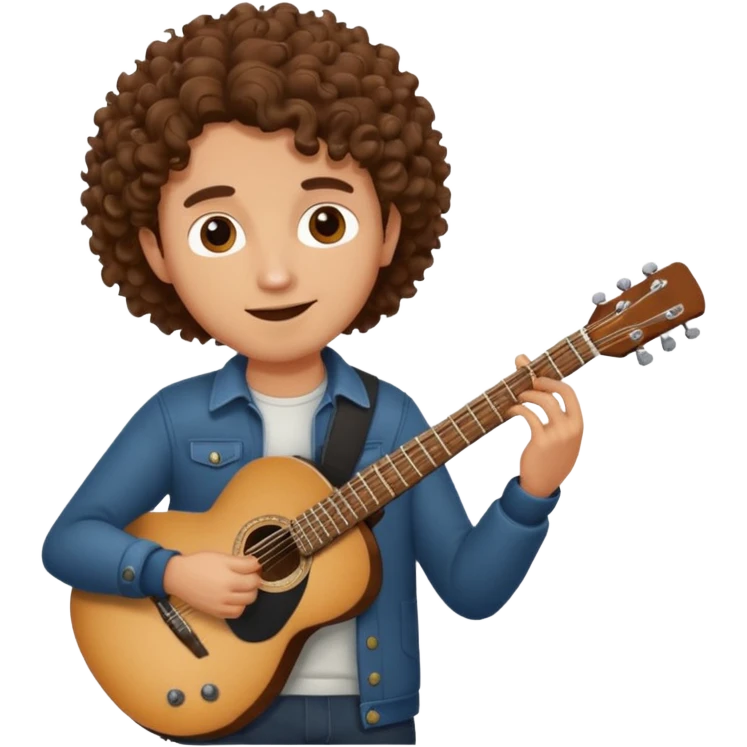 Man with curly hair playing guitar  emoji