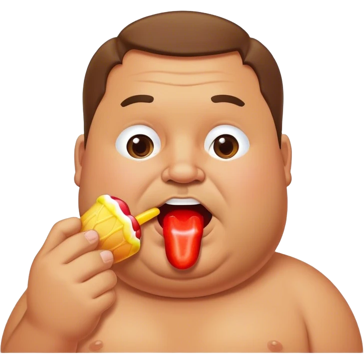 a fat guy sucking a popsicle, with his mouth watering,   emoji