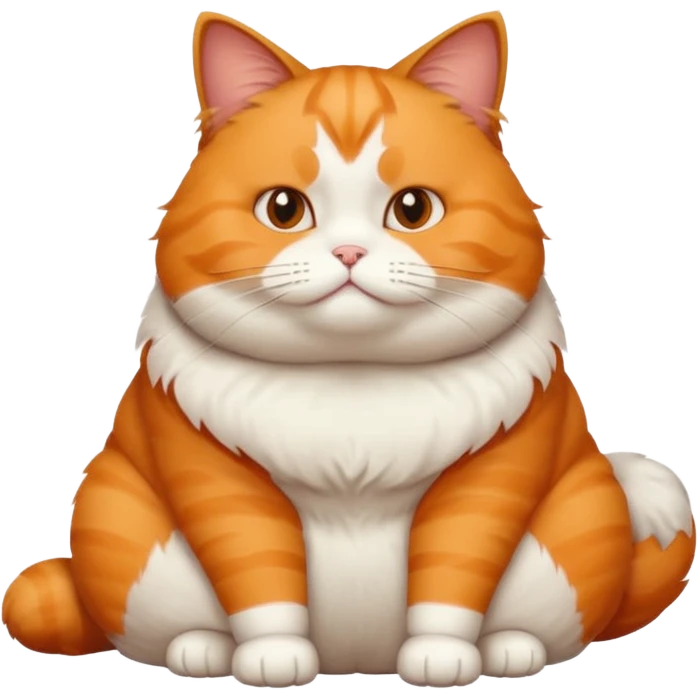 A fat cat sitting down ( laying as if they are slowly falling on the floor from the wall ) and looking like they don’t care about it emoji
