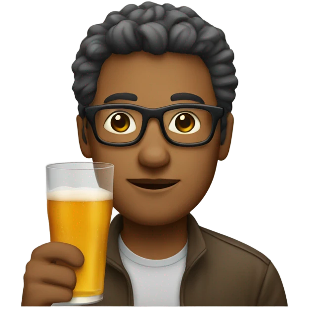 casual indoor drinker with square large glasses emoji