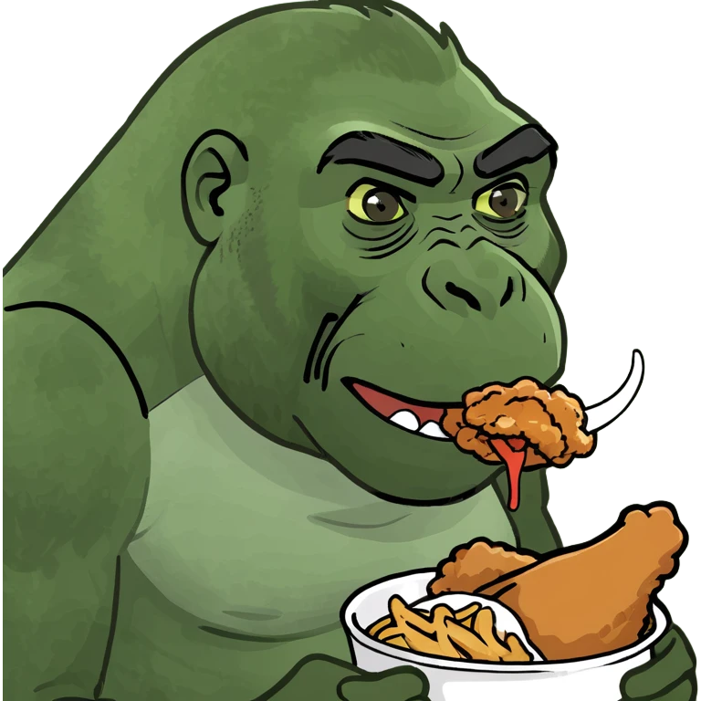 A gorilla eating fried chicken  emoji