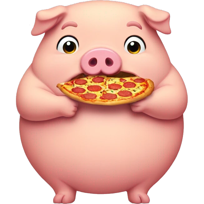obese pig eating pizza emoji