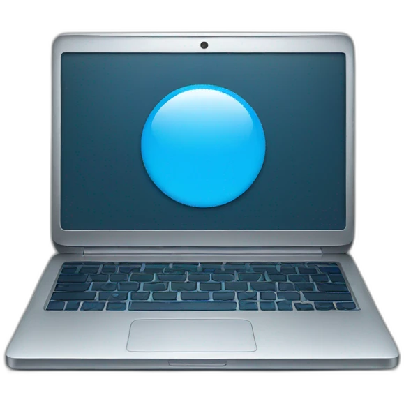 laptop with single blue infinite loop emoji