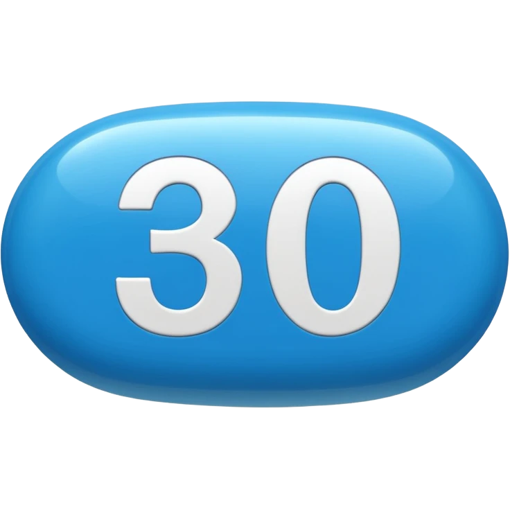 blue pill that says 30 on it emoji