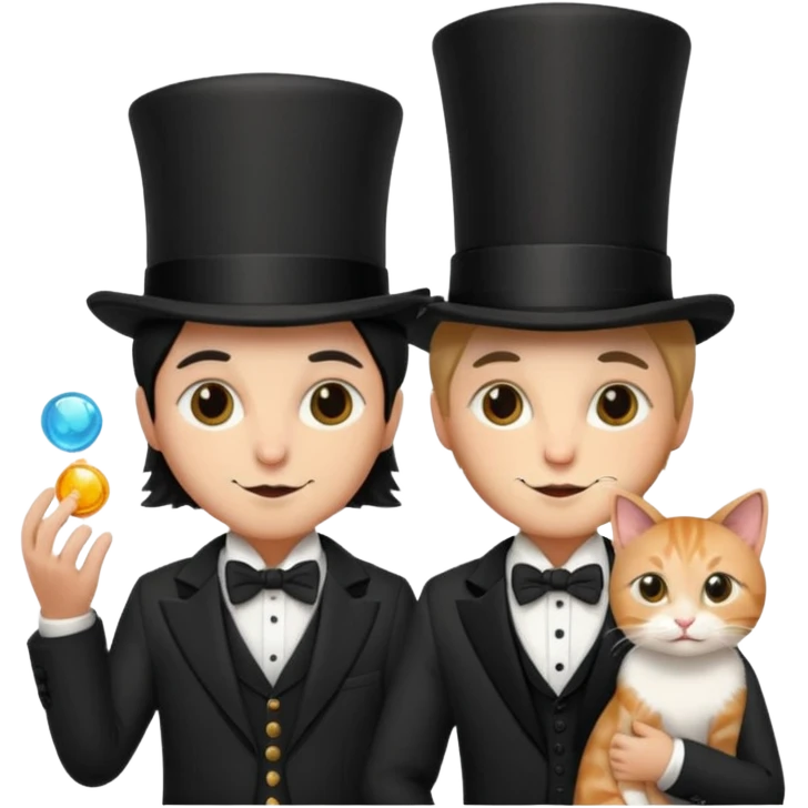 magician couple and their pet cat emoji