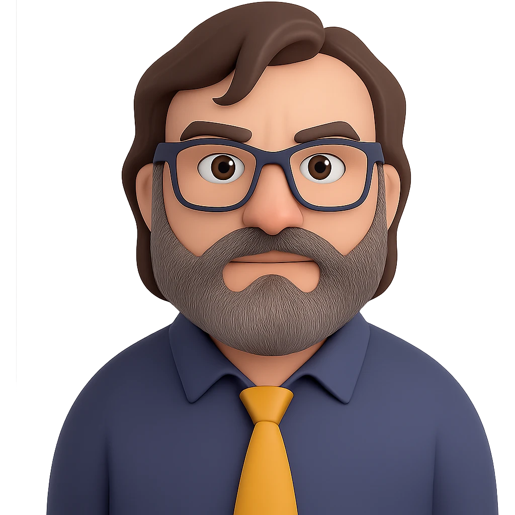 Add a grey beard with dark highlights and brown hair to Jack Black as Steve from the Minecraft movie in 3D emoji style. Keep the background transparent. emoji