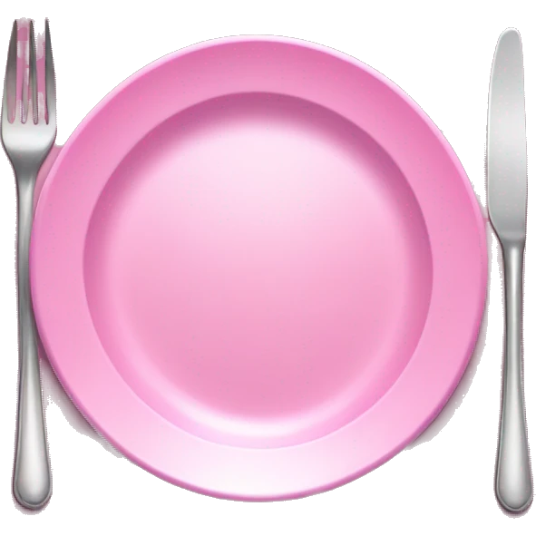 Pink plate with pink silverware realistic emoji