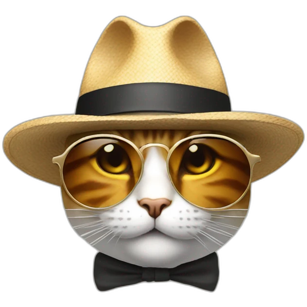 un chat qui fume le cigare avec un chapeau haut de forme et des lunettes de soleil  emoji