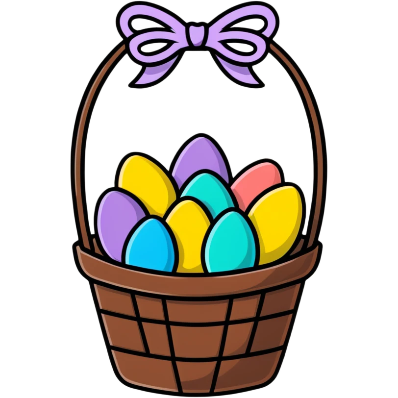 Easter basket filled with chocolate covered almonds emoji