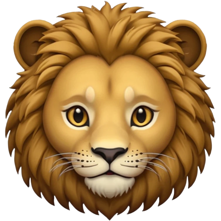 simple lion face emoji DOT eyes, only pupils,  solid black , no iris, no Sclera emoji