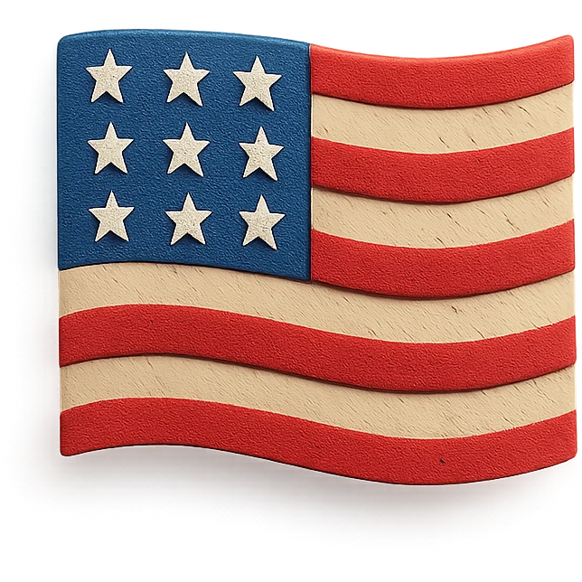US flag, textured and layered, paper craft style emoji