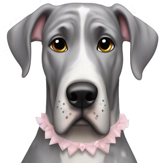 Merle grey Great Dane wearing a ballerina costume  emoji