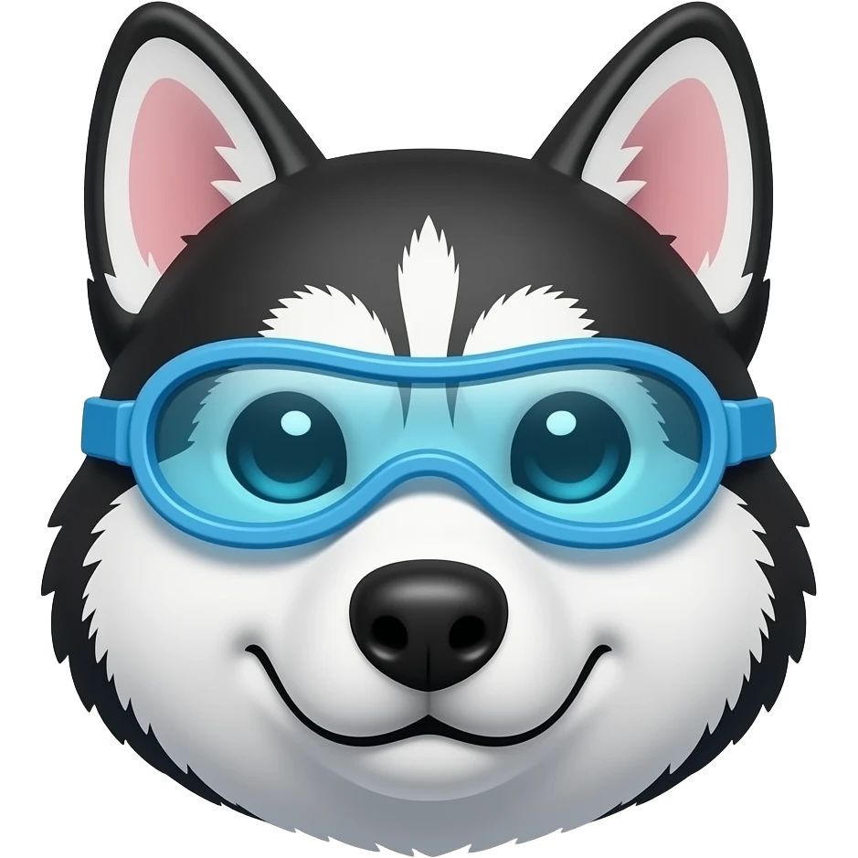 Husky dog ​​head with swimming gear emoji