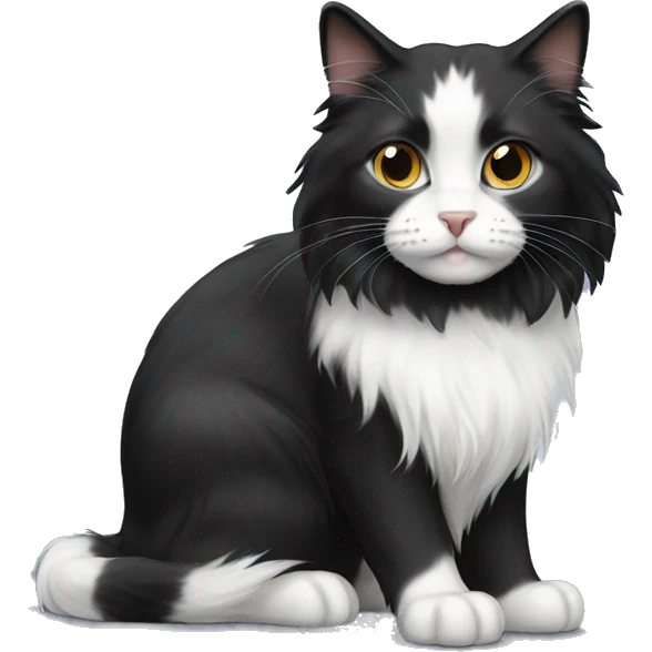 black-and-white cat domestic long-haired emoji