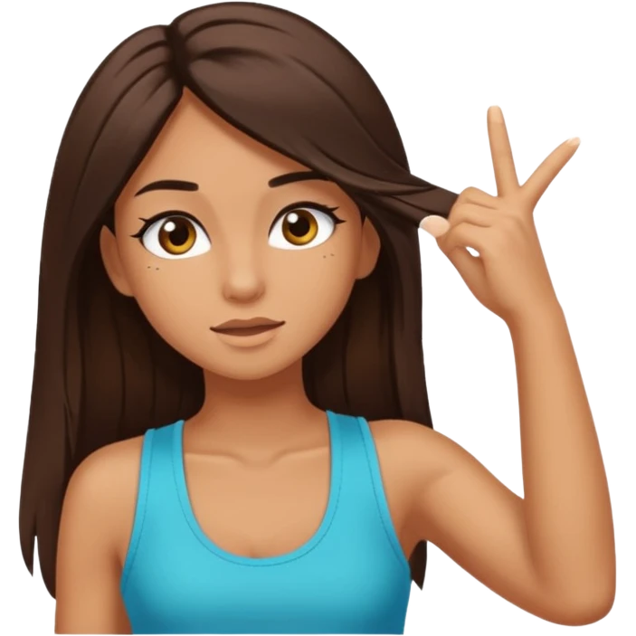 tan girl with long dark brown hair brown eyes with long lashes and her dabbing emoji