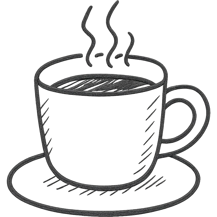 hand drawn outlined cup of coffee icon emoji
