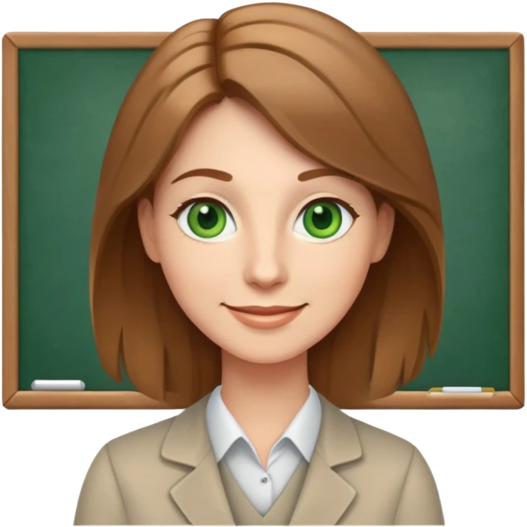 happy teacher with light brown hair and green eyes emoji