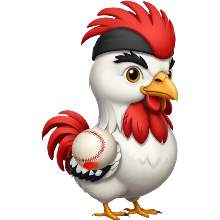 rooster with baseball hat emoji