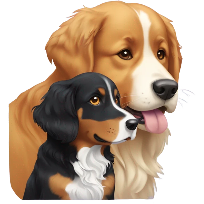 golden retriever and Bernese mountain dog playing emoji