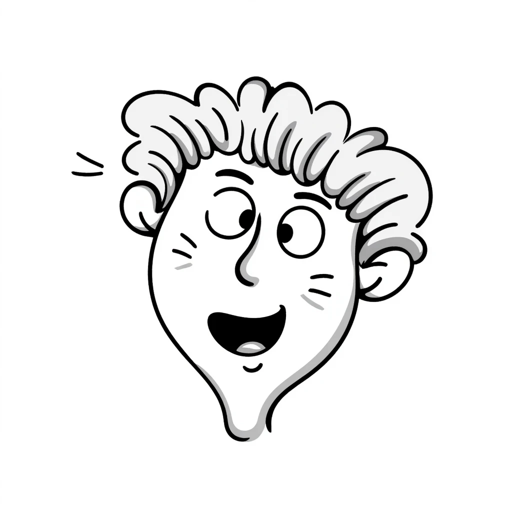 playful and exaggerated hand-drawn doodle of a face showing an orgasmic expression emoji